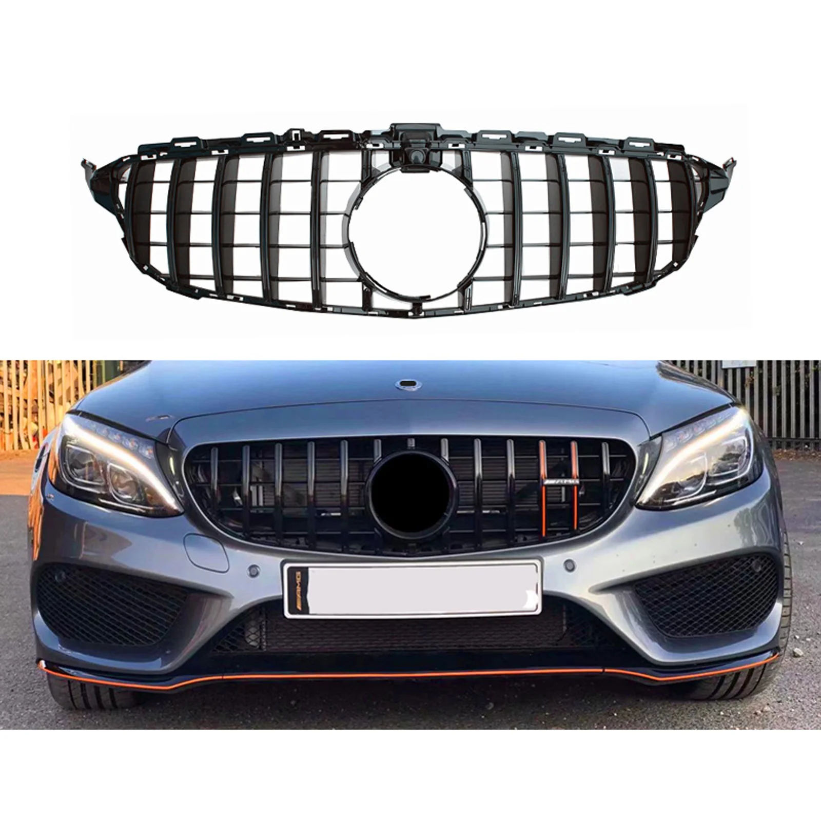 

GT черный стиль сетка передний бампер гоночная решетка для Benz C Класс W205 2015 - 2018