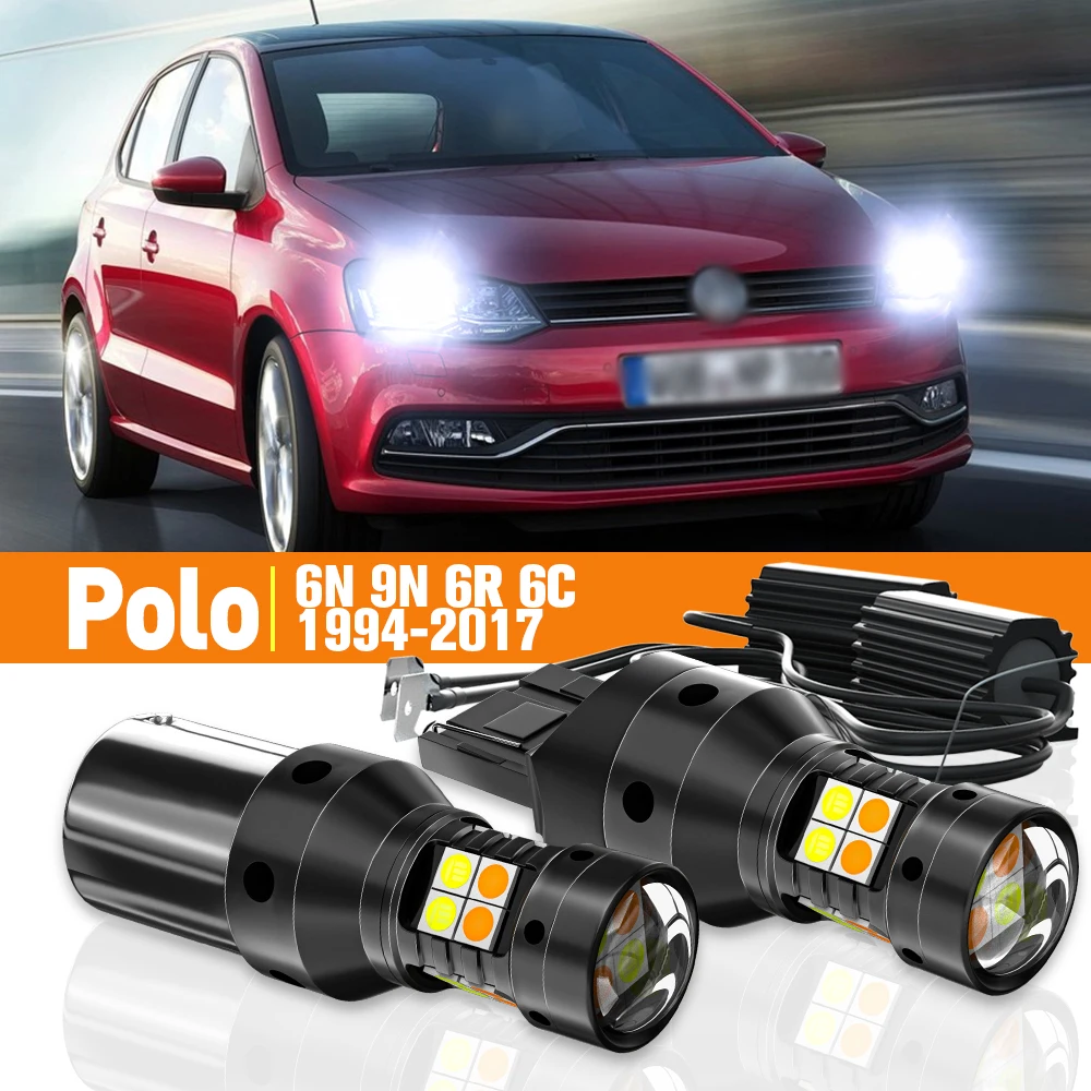 

2pcs LED Dual Mode Turn Signal+Daytime Running Light DRL For Polo 6N 9N 6R 6C 1994-2017 2001 2008 2009 2010 Accessories Canbus