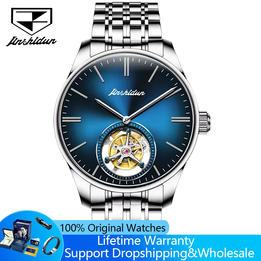 Фото Мужские часы JINSHIDUN 834 Real Tourbillon, лимитированная серия, автоматические механические часы, водонепроницаемые, оригинальные наручные часы для мужчин. №1