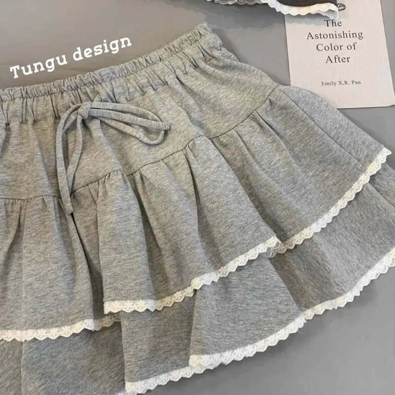 

Summer Y2k Skirts Women's Clothes High Waist Lace A-line Jupe Fashion Sweet Saia Tunic Mini Skirt for Girls Faldas Mujer De Moda