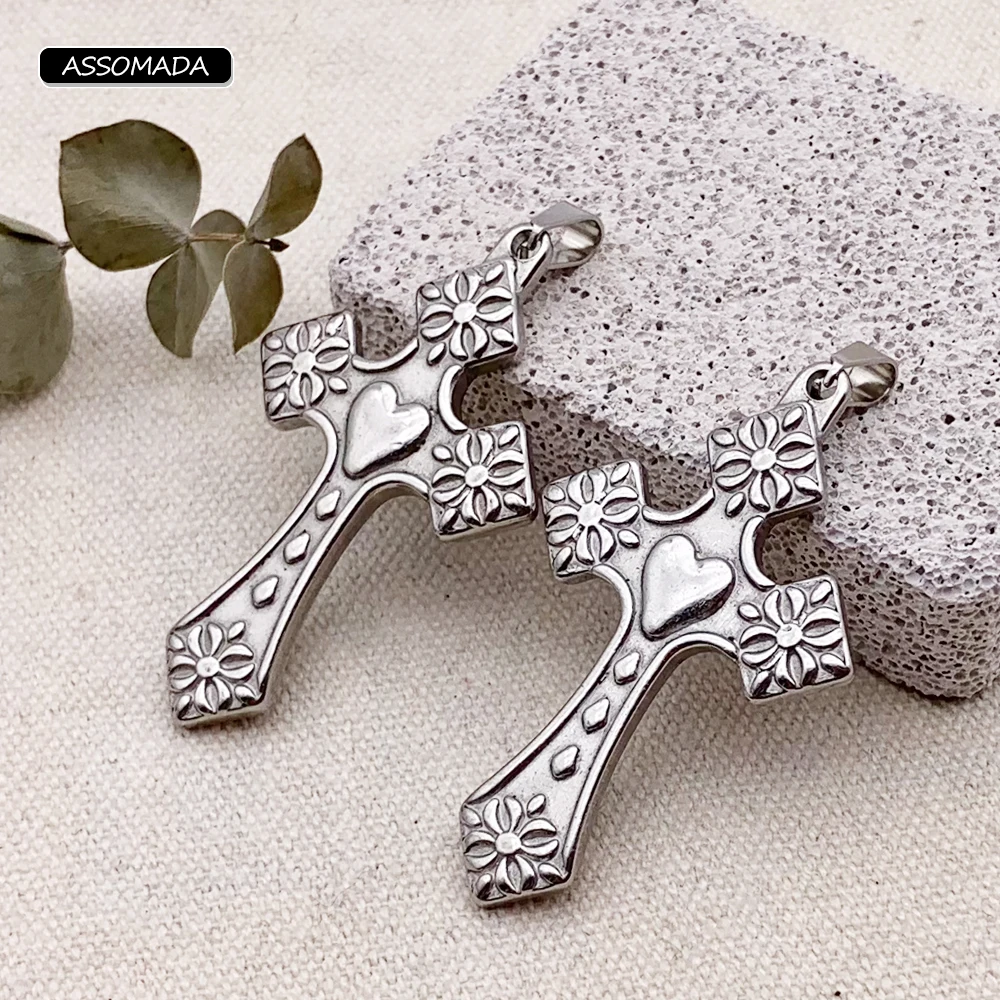 

Stainless Steel Cross Jesus Charms Pendant For Necklaces DIY Jewelry Making Christian Crosses Pendant Accessories Assomada