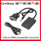 Адаптер-переходник Grwibeou HD 1080P VGA в HDMI с аудиовыходом, адаптер VGA HD для ПК, ноутбука, проектора HDTV