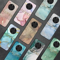 fashion artistic agate marble gold bar brand guess phone case for huawei y5 y62019 y52018 y92019 funda case for 9prime2019