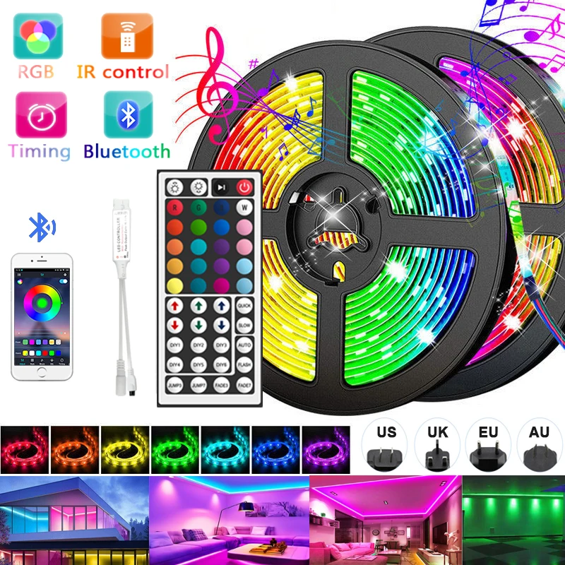 

Светодиодная ленсветильник м 60 светодиодов/м 5050 SMD 2835 RGB 300 светодиодов Белая теплая белая красная Синяя светодиодная лента 12 В водонепрониц...