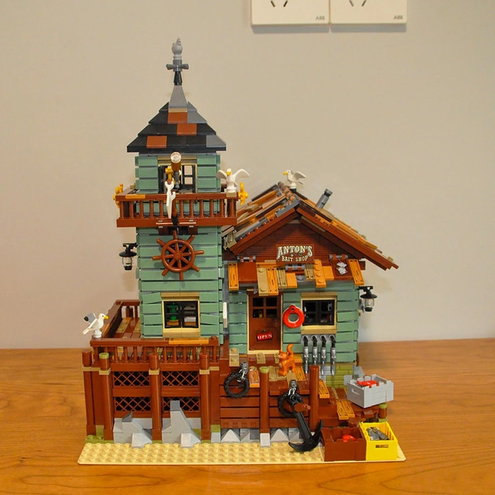 

Moc Ideas Old Fishing Store Fisherman Cabin 21310 Street View Architecture Building Blocks Bricks Model Kid Toys Gifts 2049pcs