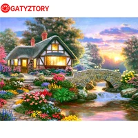 gatyztory diy acrylic paint by numbers garden crafts picture paint scenery coloring by numbers wall art home decoration