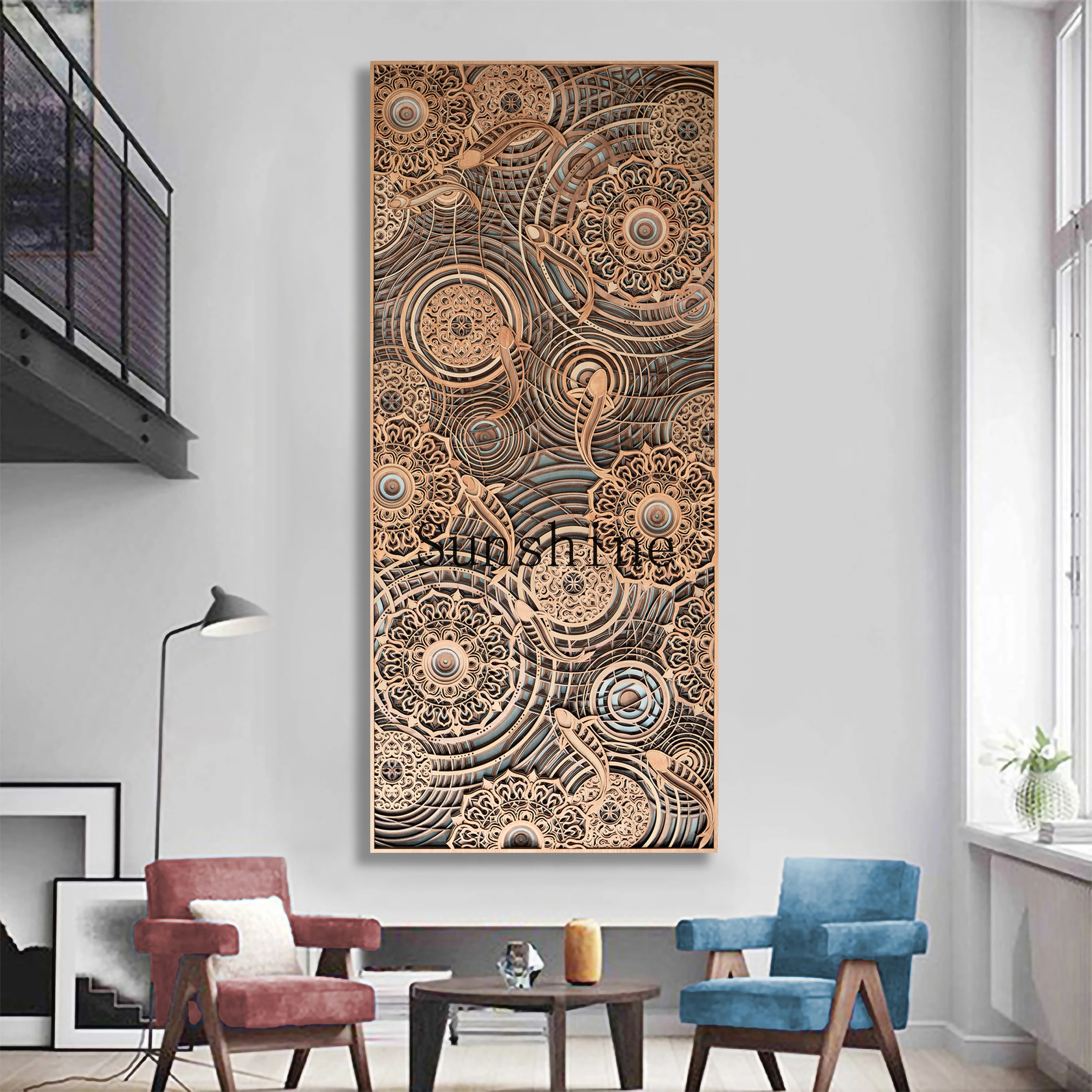 Новое китайское украшение для входной стены Hongyun Koi креативная трехмерная