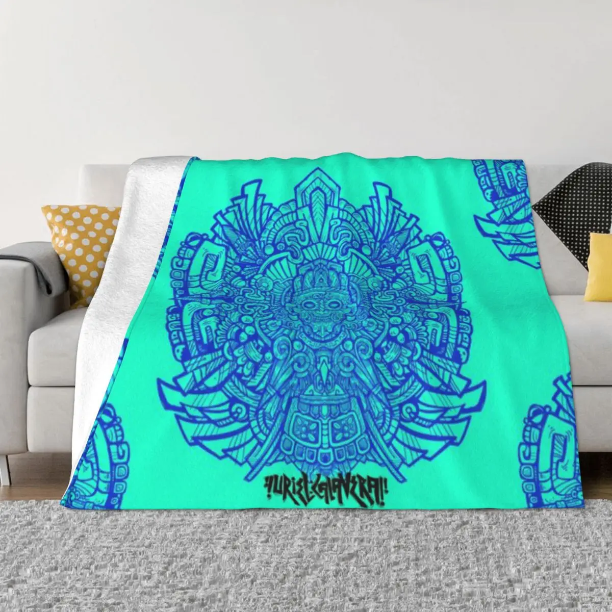Tlaloc Бог дождя и молния синий ацтекский календарь ультра-мягкое Флисовое одеяло