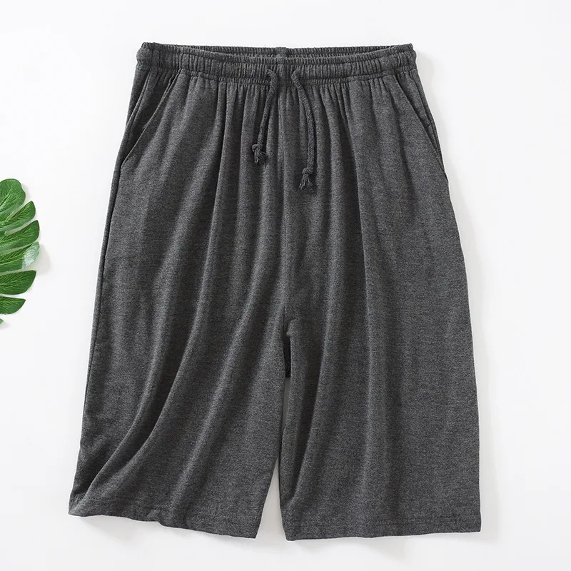 Summer Large Size L-8XL Men Sleep Shorts Modal Sleepwear Pants Loose Elastic Thin Sleep Bottoms Male Knee-length Sleeping Shorts
