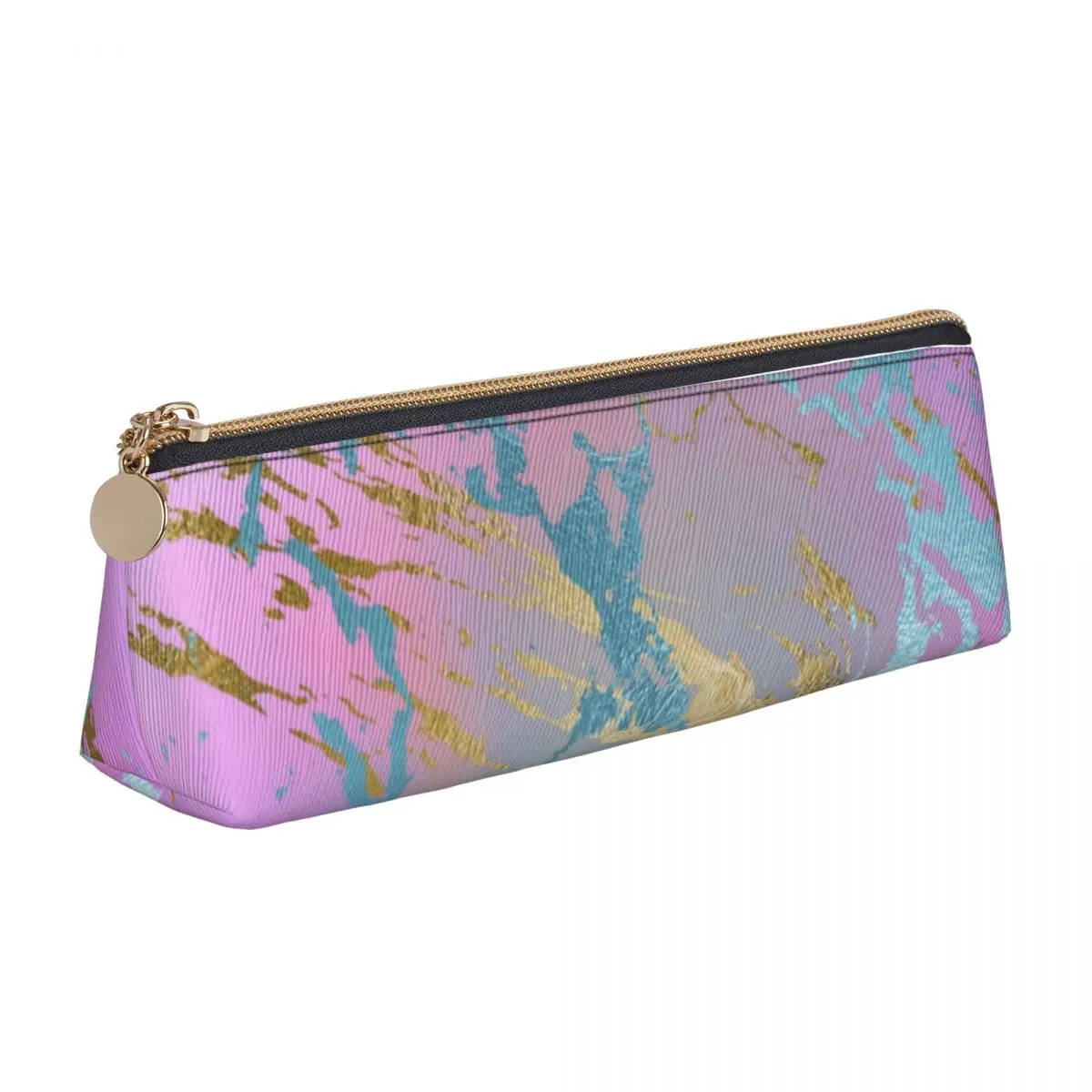 

Ombre Watercolor Triangle Pencil Case Pastel Marble Print Boy Girl Stationery Zipper Pencil Box Cool Leather Pen Pouch
