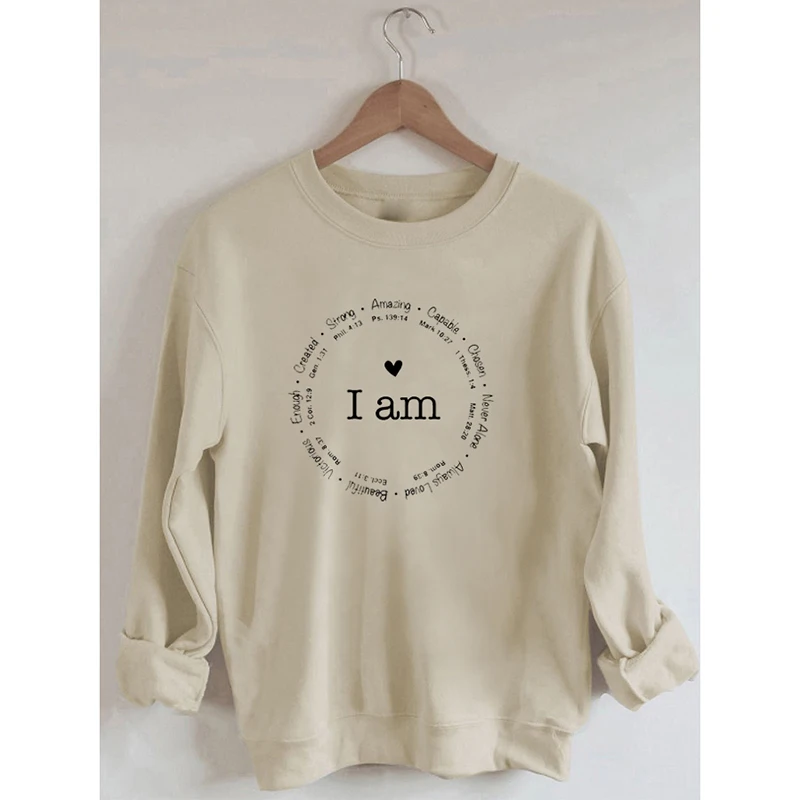 

Rheaclot I am Powerful Strong Amazing Printing Women's Causal Cotton Long Sleeve SweatShirt