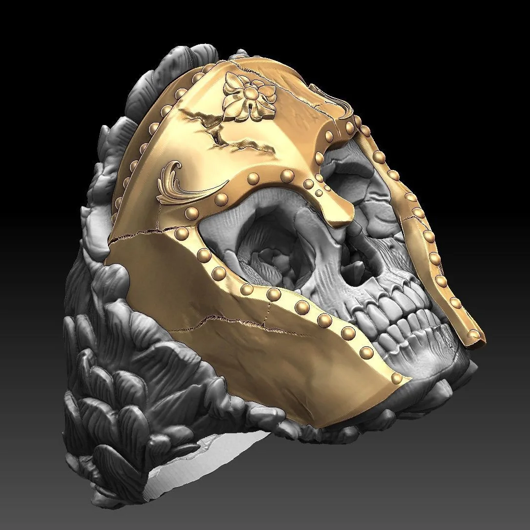 

Creative Skull Mask Retro Two-Tone Ring European and American Punk Exaggerated Big Man's Ring