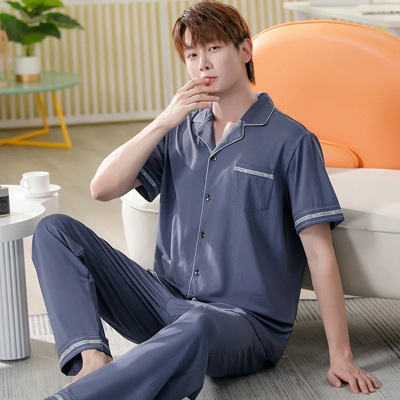 Мужская одежда для сна в деловом стиле кардиган отдыха джентльменов летний