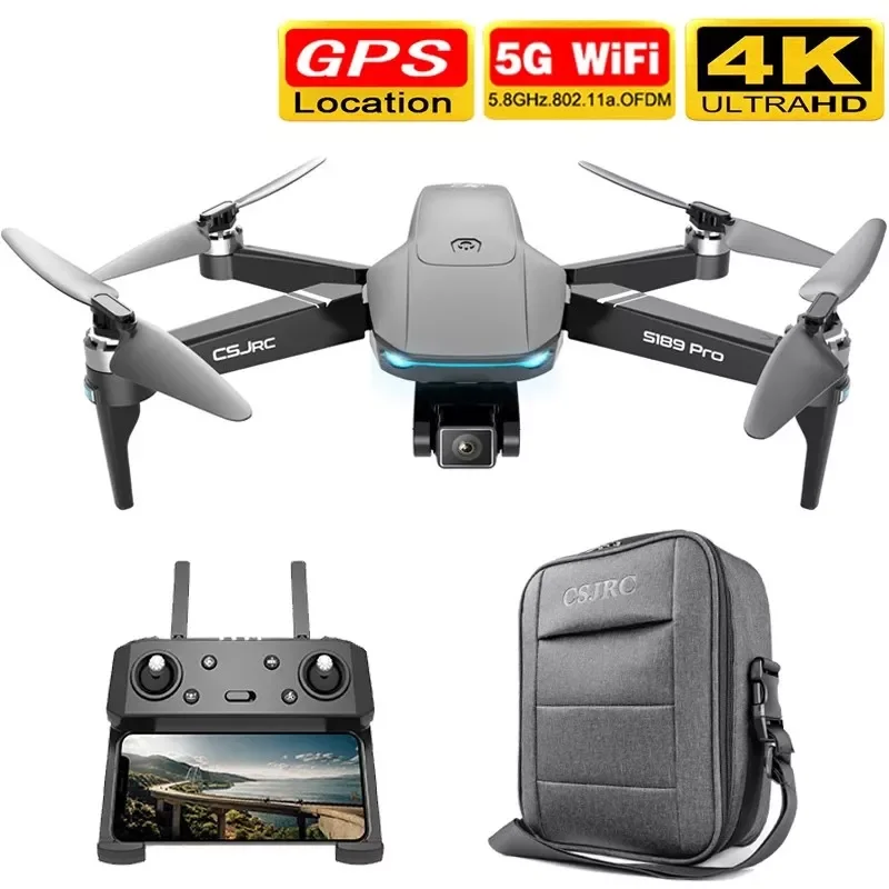 

New S189 PRO Drone 4k GPS 5G WiFi RC Quadcopter With Brushless Motor Vision Positioning Flight 30 Minutes RC Distance 1Km