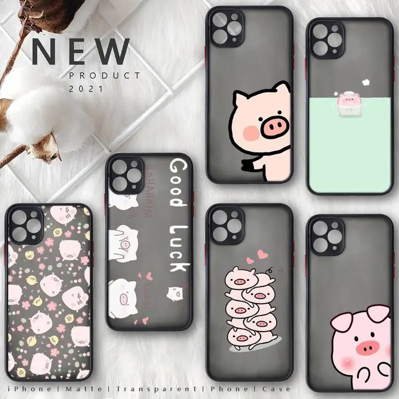 

cute pet pig pink Phone Case For iphone 13 12 11 8 7 plus mini x xs xr pro max matte transparent cover
