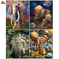 ruopoty paint by number elephant wall art diy frame picture by numbers animal acrylic canvas painting for decoration 60x75cm
