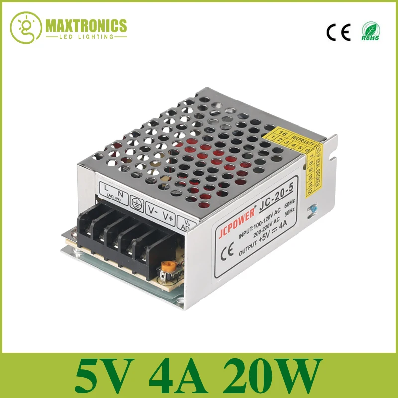 

Best quality 5V 4A 20W Switching Power Supply Driver for LED Strip AC 110-240V Input to DC 5V free shipping
