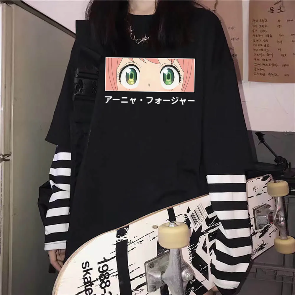 

Новинка Аниме шпион X семья Аня Икс лоид для мужчин и женщин мужской трендовый хлопковый пуловер с имитацией двух частей унисекс уличная оде...