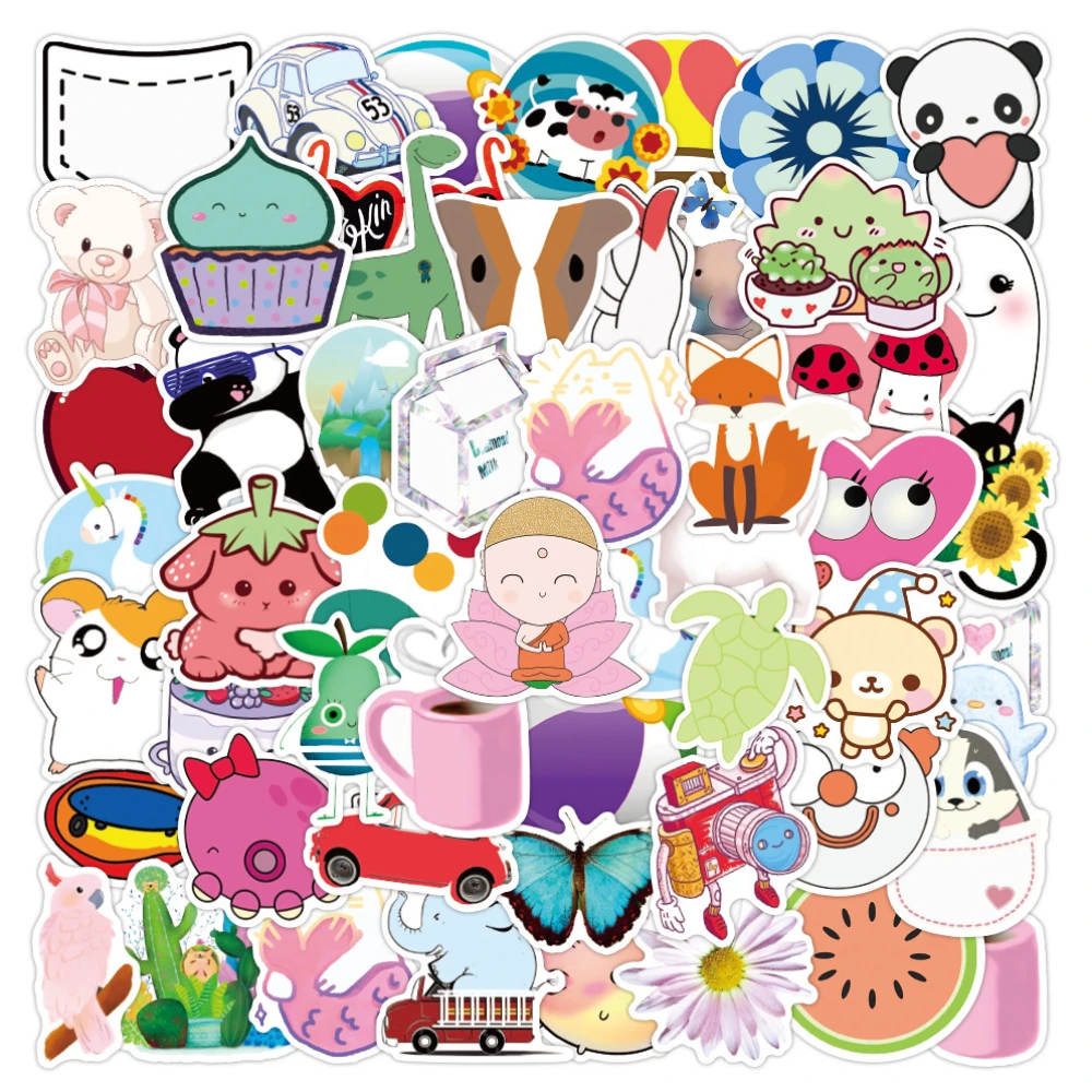 

50PCS Cartoon Characters Cute Stickers Waterproof Notebook Diary Hand Account Hand Book Decoration Stickers Girls Stationery