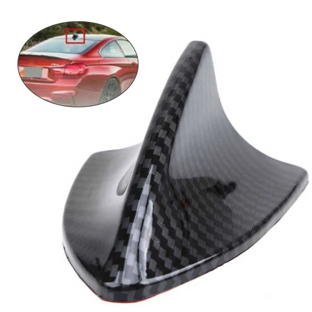 

Car Styling Carbon Fiber Shark Fin Antenna Auto FM/AM Radio Signal Aerial Roof Antennas Universal Fit For Most Cars