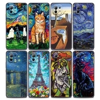 3d retro oil painting van gogh cat phone case for xiaomi mi 11 11t 11x pro lite ne 12 poco x3 f3 m3 m4 nfc pro soft cover funda