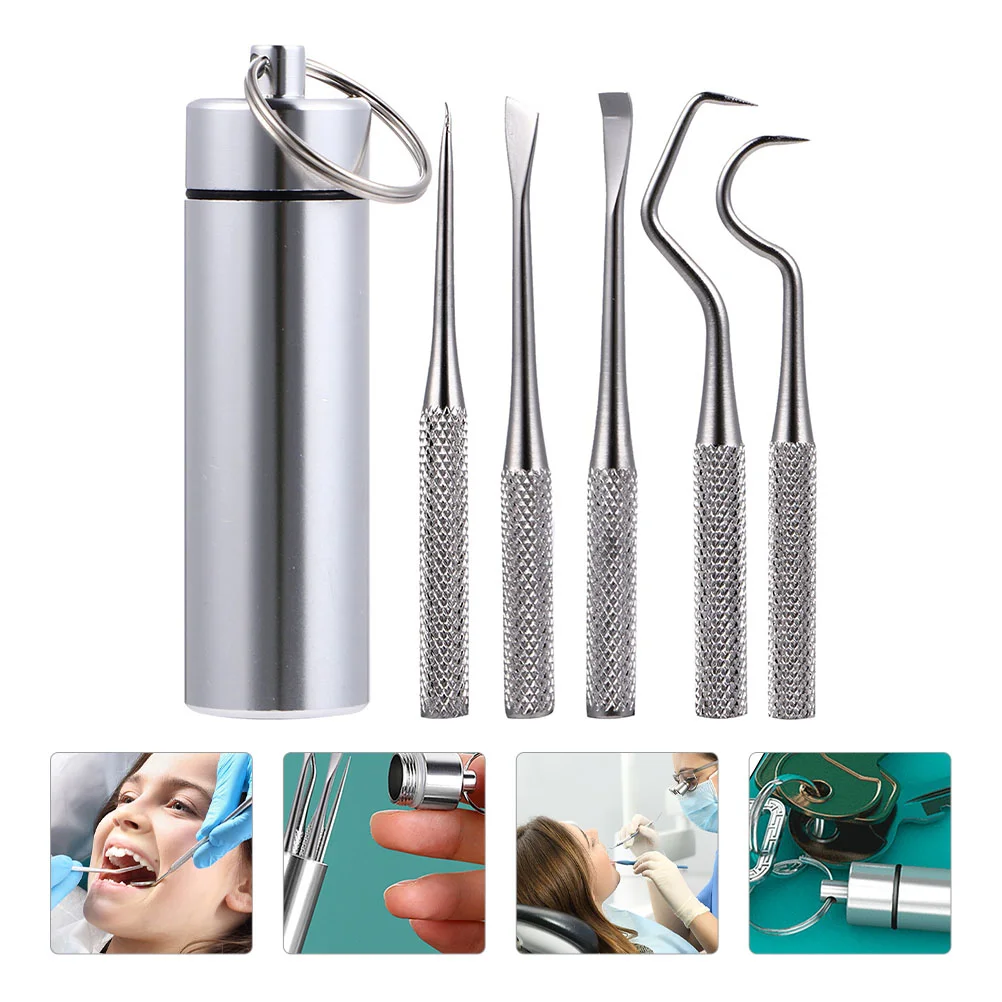 

Travel Toothpicks Holder Steel Sturdy Supplies Cleaning Oral Titanium Reusable Stainless Pocket Tools Extraction Picks Keychain