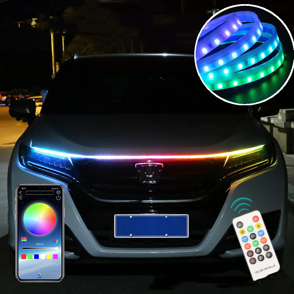 

Светодиодная лента RGB для автомобильных фар, дневные ходовые огни, ходовые огни, s-лампа, декоративсветильник световая балка для автомобиля ...