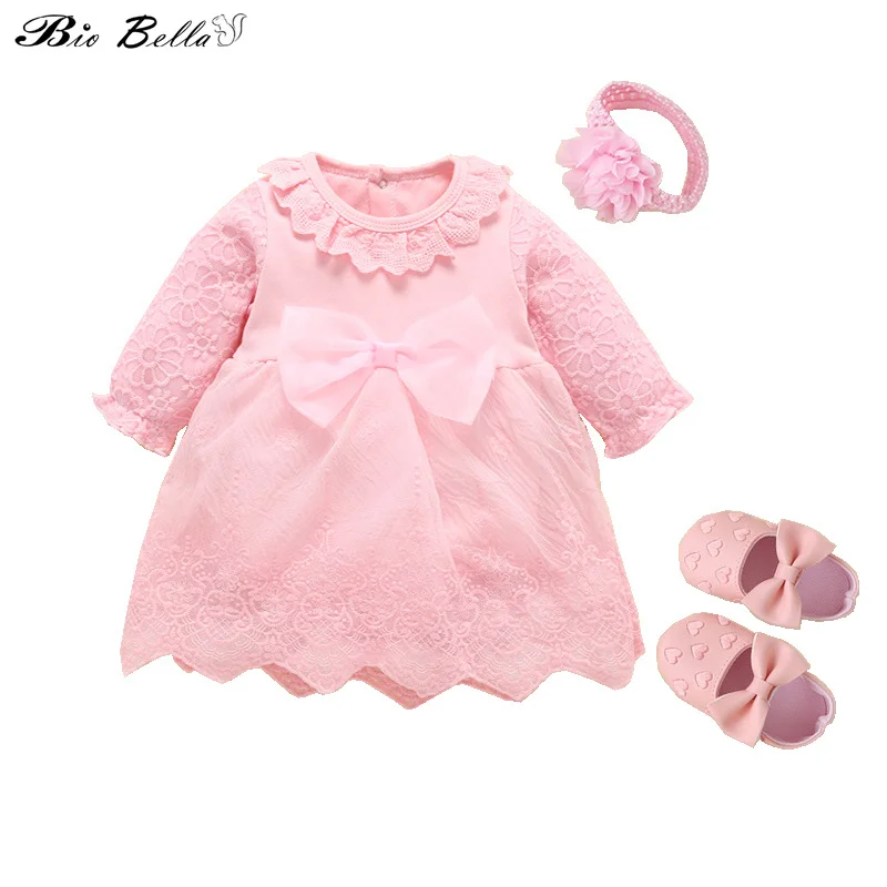

Princess Girl Dresses Sets Tutu Lace Dress+Headband+Shoes 3PCS Suit Party Dresses Girl Clothing Set Lovely Soft Outfits 0-2T