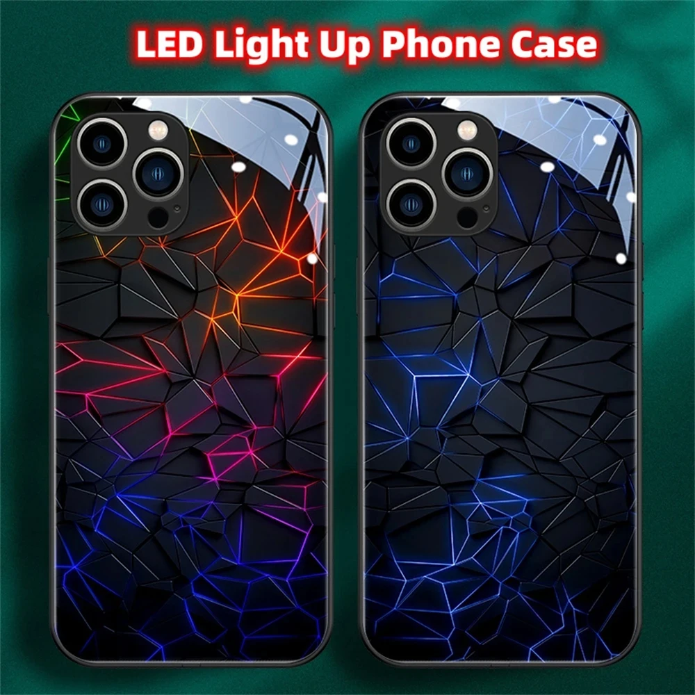 Светящийся чехол с геометрическим ромбом для Samsung S24 S23 S22 S21 S20 FE Note 10 20 Plus Ultra A54 A14 A53