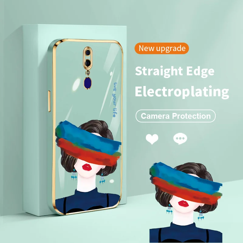 

Graffiti Eyes Girl Plating Lens Protection Case for OPPO F11 A9 2019 A9x F5 F7 F9 Find X3 R17 Pro A79 A75 A73 Realme 2 Pro U1
