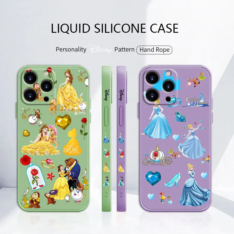 

Disney Queen Elsa Princess Belle Silicone Luxury Full Liquid Case for Apple iPhone 11 12 13 Pro Max 7 8 Plus SE XS 2022 X