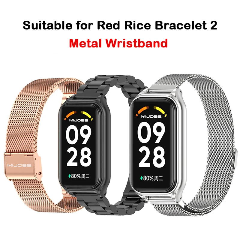 Metal Strap For Red Rice Bracelet 2 Bracelet Watchband Replacement Smart Watch For  For RedMi Band 2 304 Stainless Steel Strap