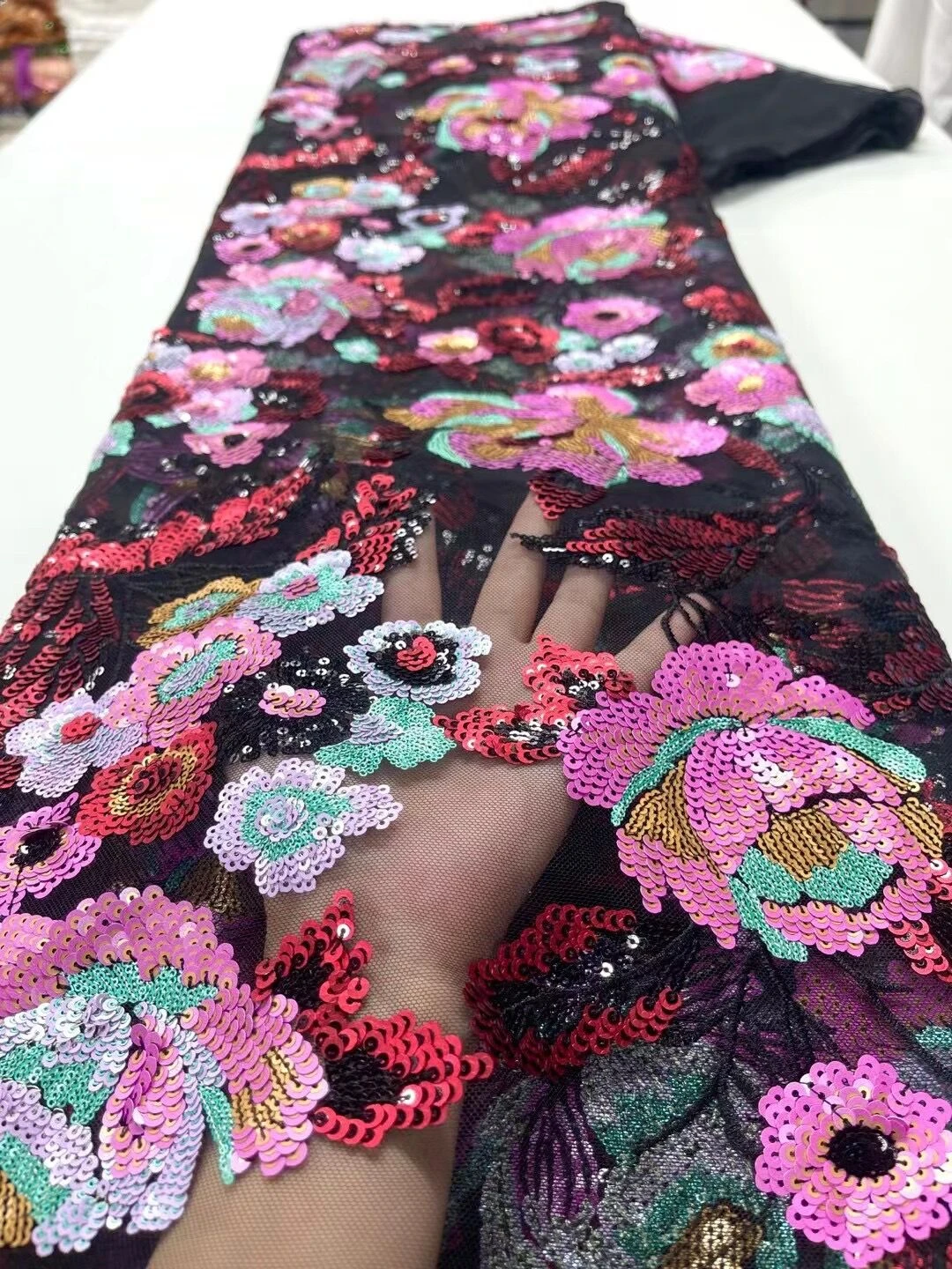 

2023 African Nigerian High Quality Latest With Tulle Lace Fabric Sewing Guipure Embroidery Dresses Sequins Beads Stone 5yards