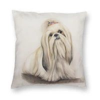 cute shih tzu puppy cushion cover home decorative pillowcase double sided printed dog animal cushion cover for living room