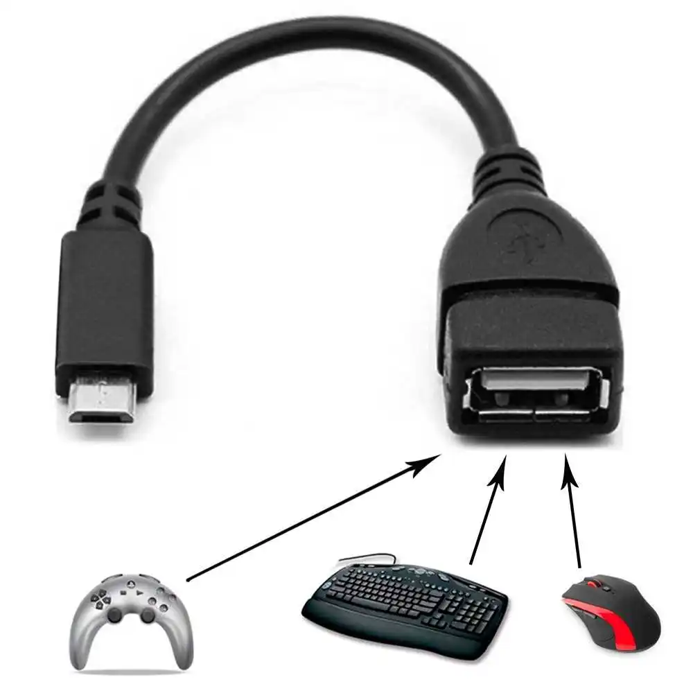 Адаптер для кабеля Micro B папа-USB мама типа А OTG черный совместим со смартфонами Samsung