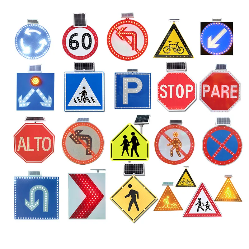

Manufacturer Flashing Solar Powered Led Stop Road Traffic Signs Light