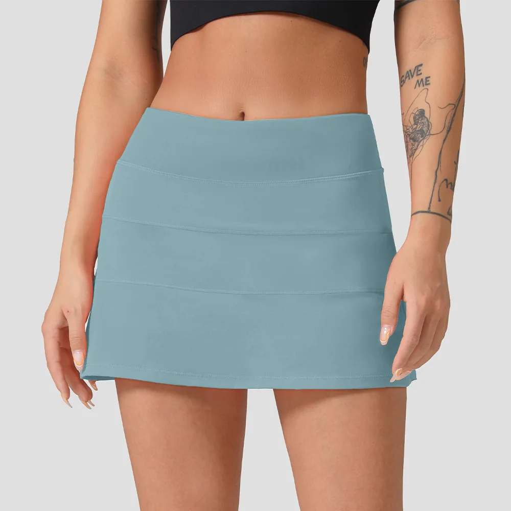 

Women Sexy Sports Golf Shirt Skirt Lulublack Solid Pleated Tennis Skirt Dress Female Fitness Yoga Gym Active Golf Clothes