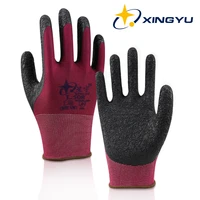 durable man work gloves wear resistant rubber crinkle coated latex gloves for garden 6 pairs excellent abrasion working gloves