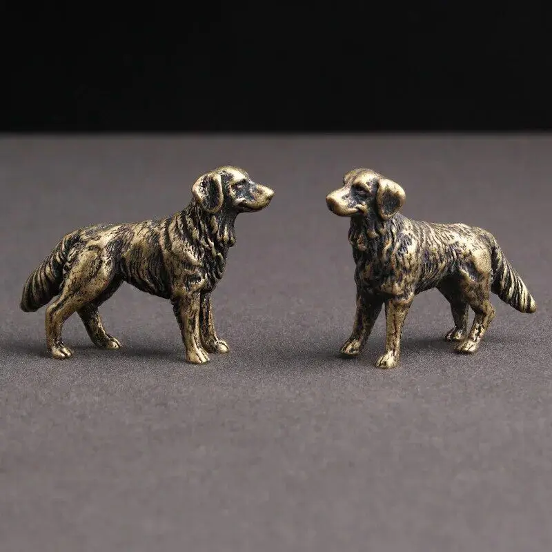 

2PCS Antique Copper Hound Dog Figurine Mini Tabletop Display Dog Figurine