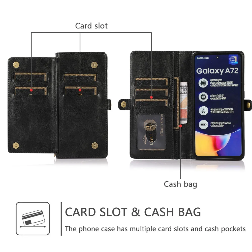 Автомобильный Магнитный съемный кожаный чехол-книжка для Samsung Galaxy A32 A52 A73 A13 A33 A53 A71