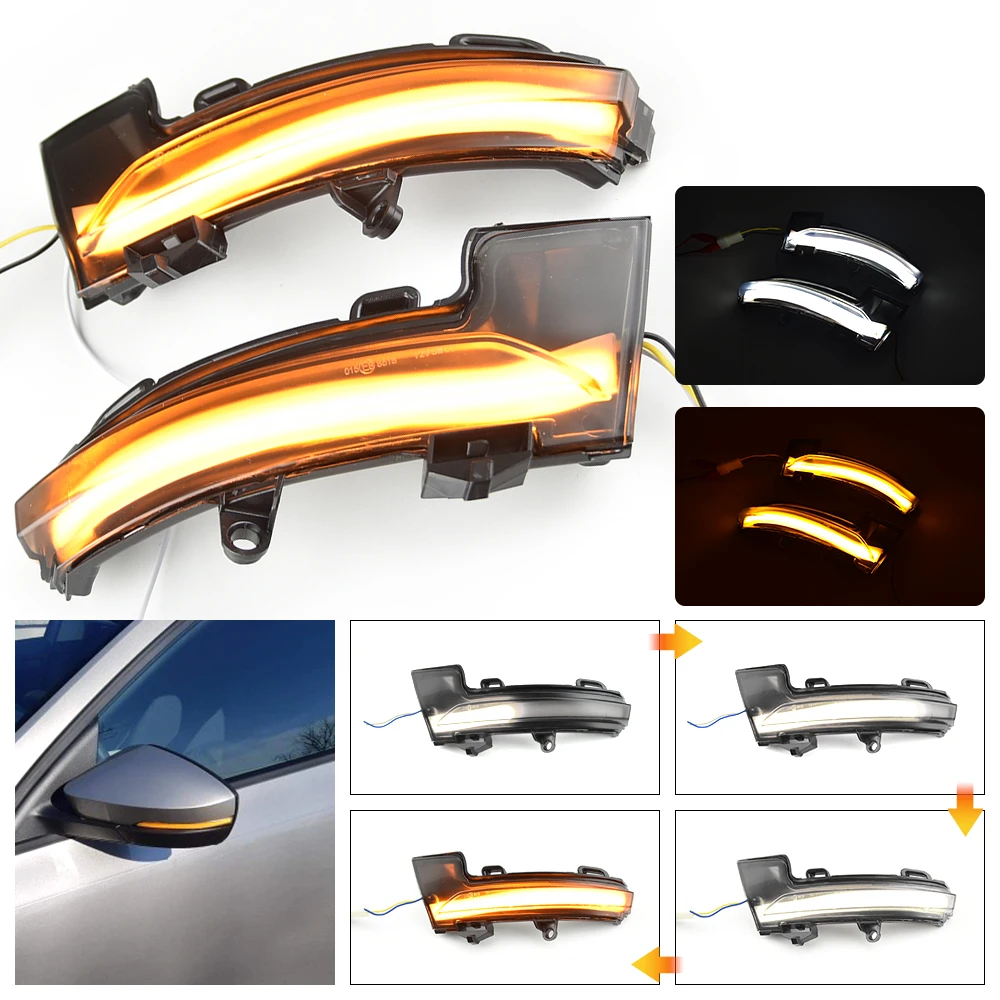 

Превосходный светодиодный динамический поворотник с боковыми крыльями, поворотный сигнал, зеркальный проблесковый светильник для Skoda Octavia ...