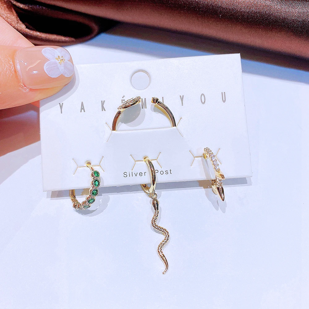 Модные ювелирные украшения 4 шт. змея цвет зеленый искусственный Цирконий звезда