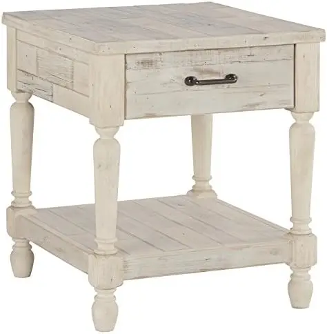 Farmhouse Solid Pine Wood Sofa Console Table, Whitewash