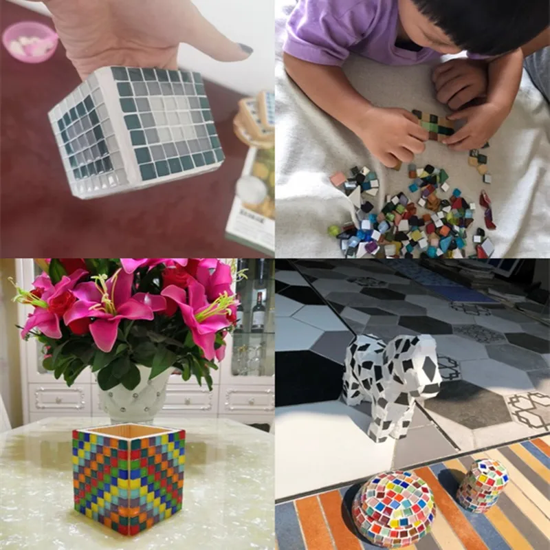 90pcs (Approx. 80g/2.82oz) 1cm Square Glass Mosaic Tiles DIY Mosaic Craft Materials for Fun Handmade Glass Mosaic Stones images - 6