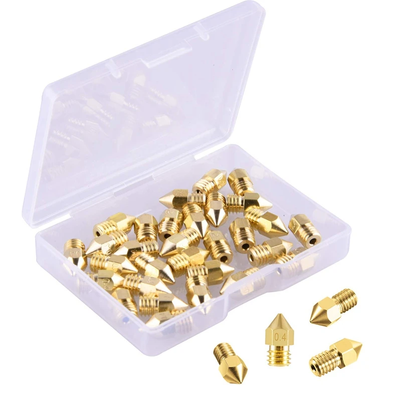 

30 Pieces Mk8 Nozzle 0.4Mm 3D Printer Nozzles Extruder Print Head For 3D Printer Makerbot Creality Cr-10(1Pc Plastic Box)