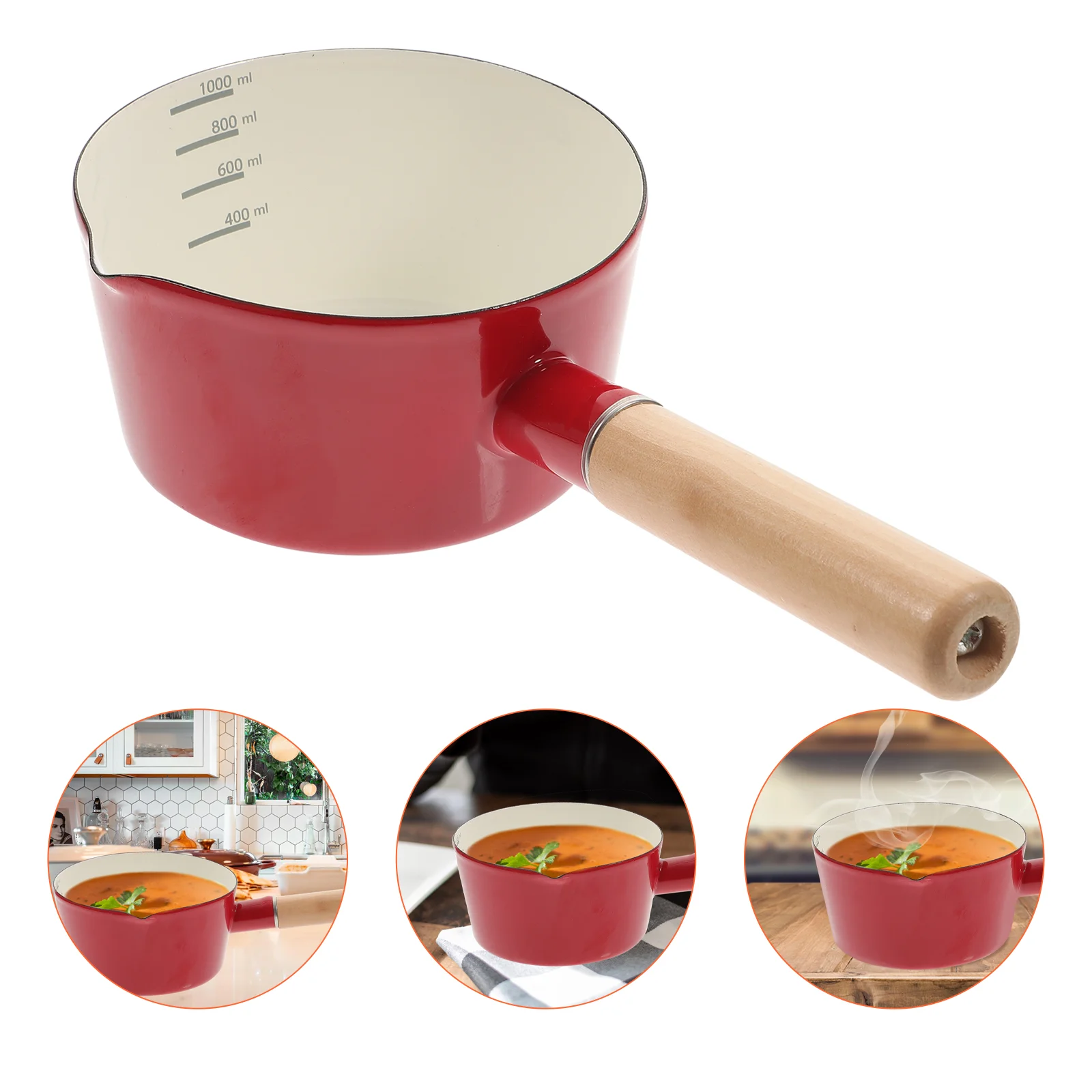 

Chocolate Melting Pan Enamel Pan Handle Gas Stove Enamel Pot Mini Enamel Small Milk Pot