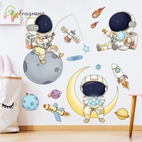 cartoon astronaut wall stickers creative outer space sticker self adhesive home decor kids room decoration baby bedroom layout