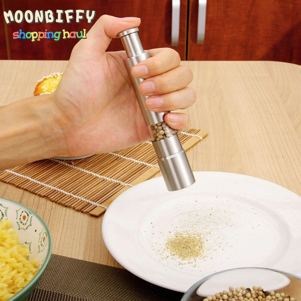 

Manual Stainless Steel Thumb Push Salt Pepper Spice Sauce Grinder Mill Muller Stick Kitchen Tools BBQ Accessories Salt Grinder