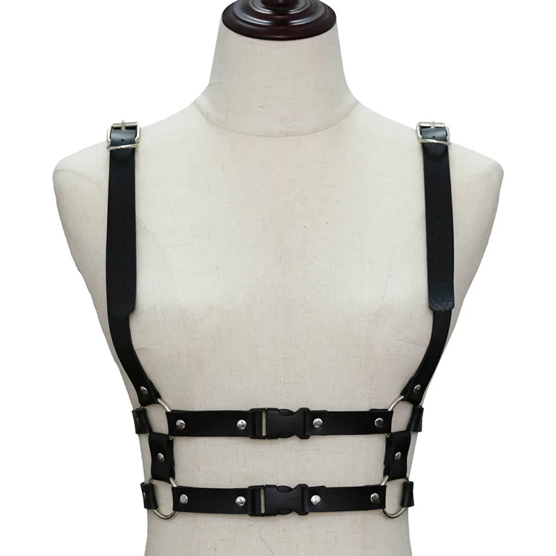 

Women Punk Harness Belt Black Color Faux Leather Body Bondage Garters Waist Suspenders Belt Fahsion Straps 1 Pcs