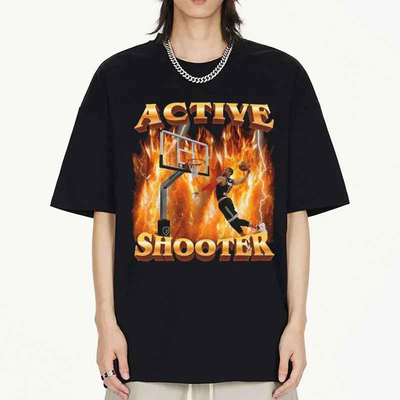 

Забавная футболка с графическим принтом для активного шутера и мема, модные мужские и женские винтажные футболки, повседневная свободная футболка большого размера, топы в стиле Харадзюку